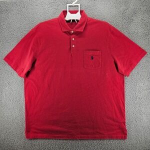 Polo Ralph Lauren Polo Shirt Men's XL Classic Fit‎ Solid Red w Pocket - XL